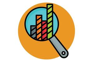 Analysis colored outline icon. magnifying glass with chart. icon related to optimize. data analytics elements illustration vector