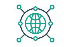 Internet icon. earth with network. icon related to access. line icon style. data analytics elements illustration vector