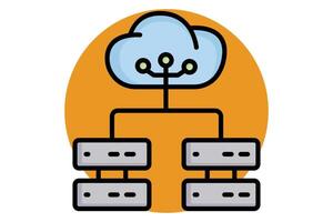 Big data colored outline icon. icon related to analyze. data analytics elements illustration vector