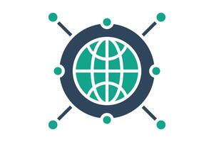 Internet icon. earth with network. icon related to access. solid icon style. data analytics elements illustration vector