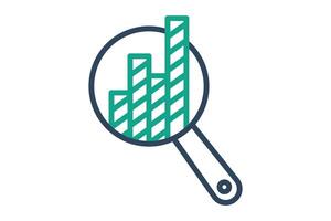 Analysis icon. magnifying glass with chart. icon related to optimize. line icon style. data analytics elements illustration vector