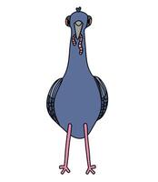 Illustration of a dove with a worm in its beak in cartoon style on a white background. vector
