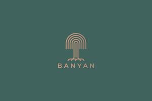 Minimalist Banyan Tree Logo Design with Modern Artistic Touch Linear Luxury Concept vector
