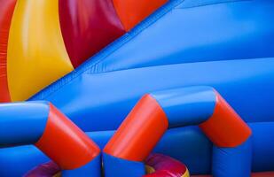 Abstract background of bright colourful plastic playground photo
