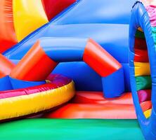 Abstract background of bright colourful plastic playground photo
