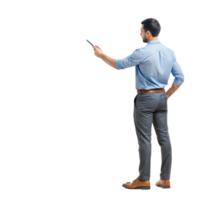 Man giving presentation with remote control png