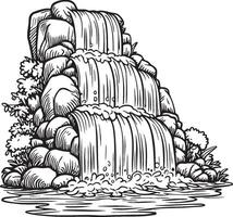 Cascade Sketch Drawing. vector
