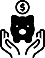 Solid black icon for saving vector