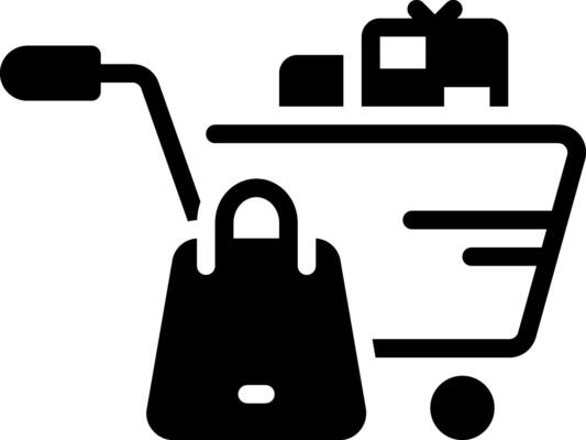 Solid black icon for shopping