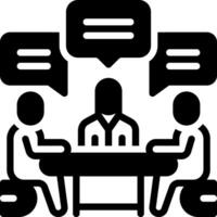Solid black icon for discussion vector