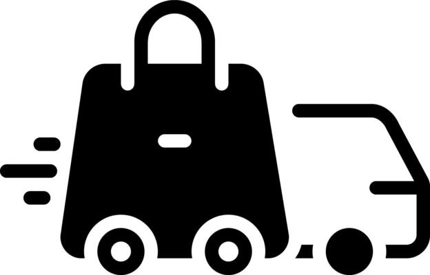 Solid black icon for delivery