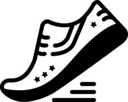 Solid black icon for running shoes vector