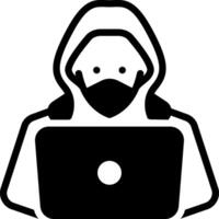 Solid black icon for hacker vector