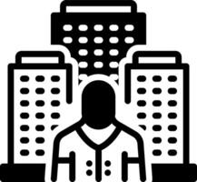 Solid black icon for property agent vector