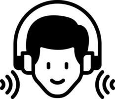 Solid black icon for listening vector
