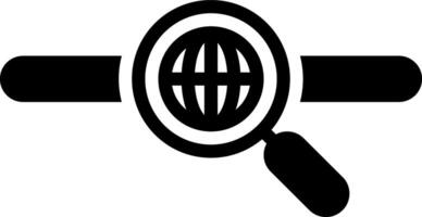 Solid black icon for search vector