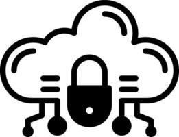 Solid black icon for cloud securiy vector