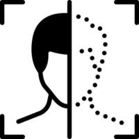 Solid black icon for face detection vector