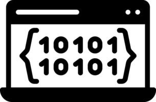 Solid black icon for binary code vector