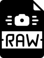 Solid black icon for raw file vector