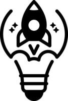 Solid black icon for idea vector