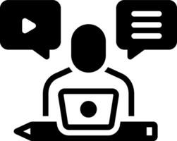 Solid black icon for content creator vector