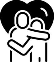 Solid black icon for hug vector