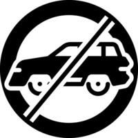 Solid black icon for no car allowed vector