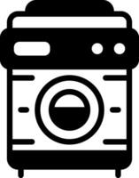 Solid black icon for washing machine vector