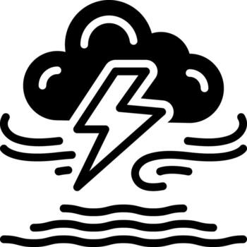 Solid black icon for thunderstorm vector