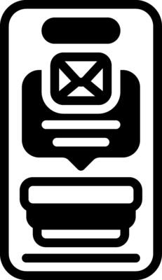 Solid black icon for message