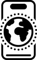 Solid black icon for globe communication vector