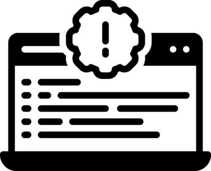 Solid black icon for code issue vector