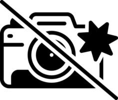 Solid black icon for no flash vector