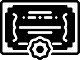 Solid black icon for degree certificates vector
