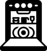 Solid black icon for dishwasher vector