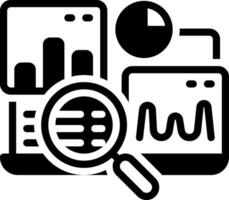 Solid black icon for data analysis vector