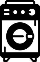 Solid black icon for washing machine vector
