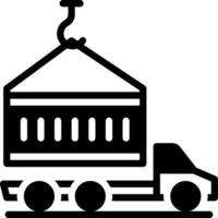 Solid black icon for container vector