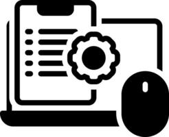 Solid black icon for computer skill vector