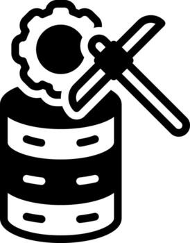 Solid black icon for data mining vector