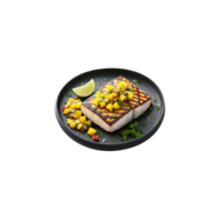 Grilled mahi mahi with a mango salsa and a sprinkle of chopped cilantro Summer food png
