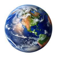3D rendering of Earth highlighting North and South America png