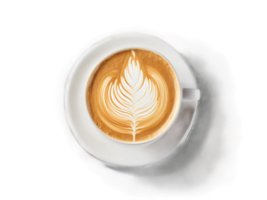 Flat White A creamy flat white in a contemporary glass with elegant latte art on png