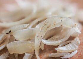 Clipped fingernails and toenails piled up in clumps. photo