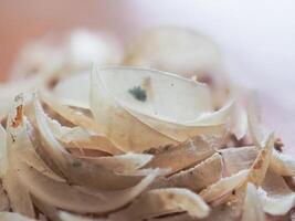 Clipped fingernails and toenails piled up in clumps. photo