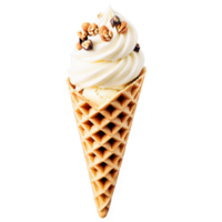 Rice milk ice cream in a waffle cone dipped in dark chocolate and rolled in png