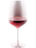 Schott Zwiesel Pure Full-Bodied Red Wine glass, tall angular bowl, slender stem, brick red wine, light diffracting, extreme close-up, selective focus, dark contrasting background png