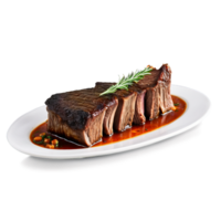 Beef short ribs bone in slow cooked until tender captured in dramatic lighting png