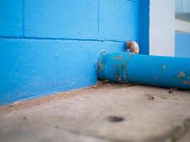 External drain pipe from bathroom, toilet photo